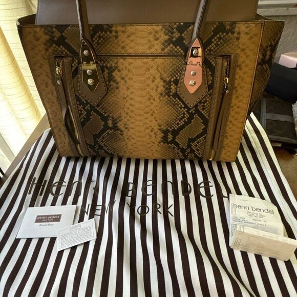 NEW Henri Bendel Old Stock 2014 A list satchel bag purse tote snake print ltd ed - Picture 1 of 8